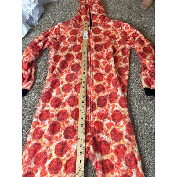 Pepperoni Pizza onesie pajama full zip up hooded funny warm cozy kids SZ XXL - Picture 5 of 7